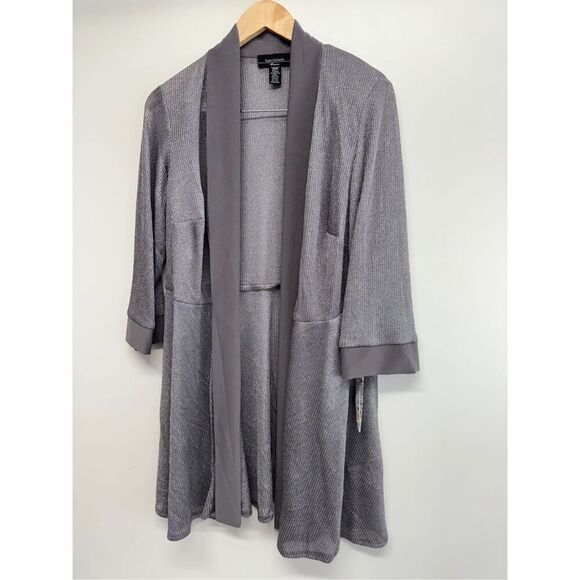 R&M Richards Open Cardigan Size 14W Gray Metallic 3/4 Sleeve NEW - Picture 3 of 8